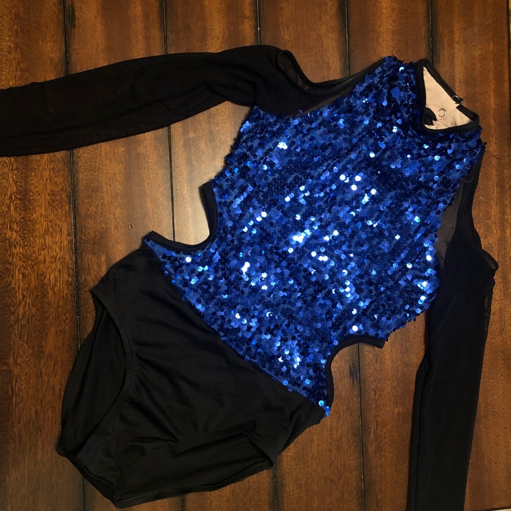 Sequin Leotard - Child Large blue/black